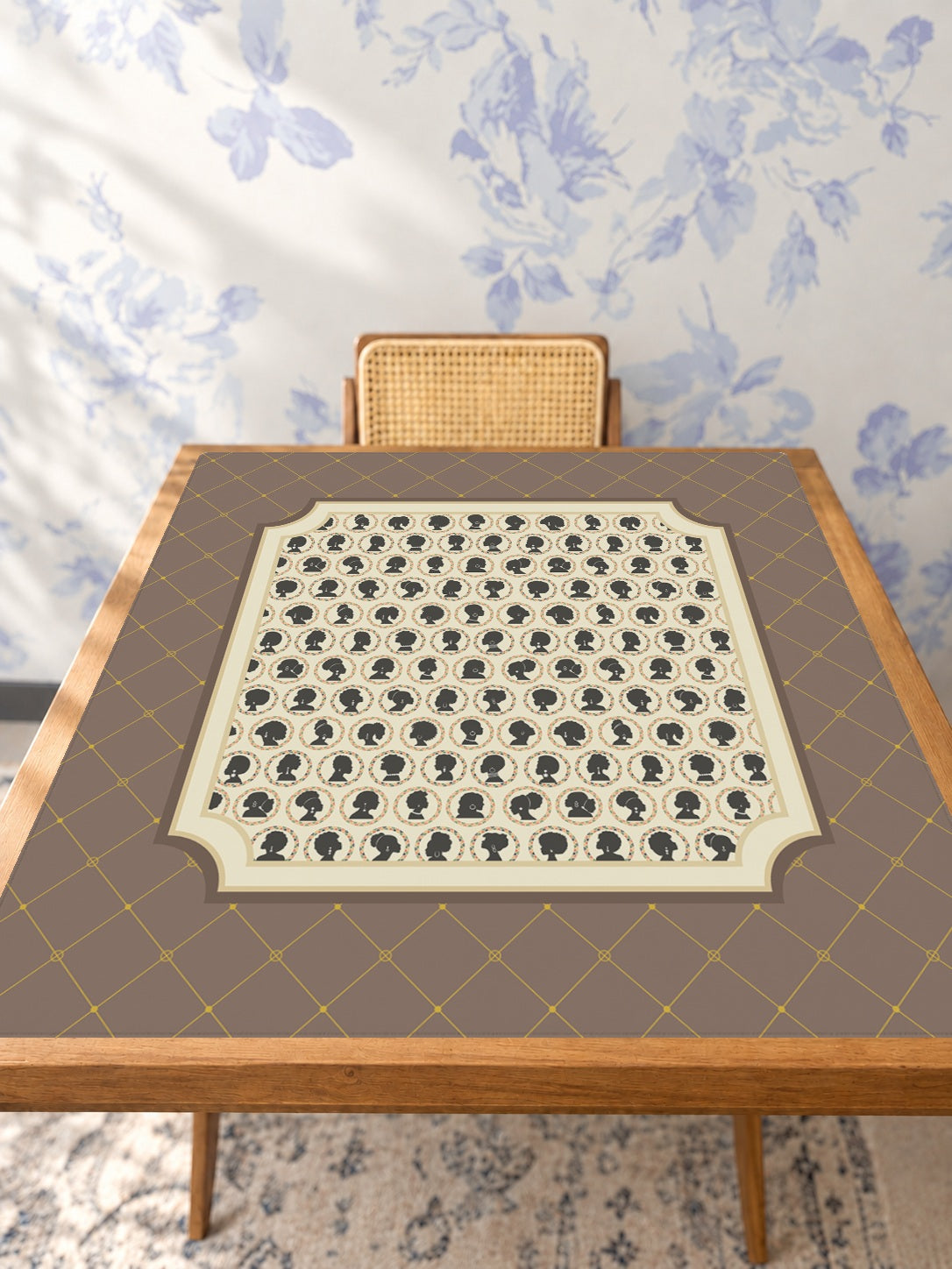 Mahjong by SI™ Brown Sugar Mahjong Mat — Studio Table Angle [studio-angle-square]
