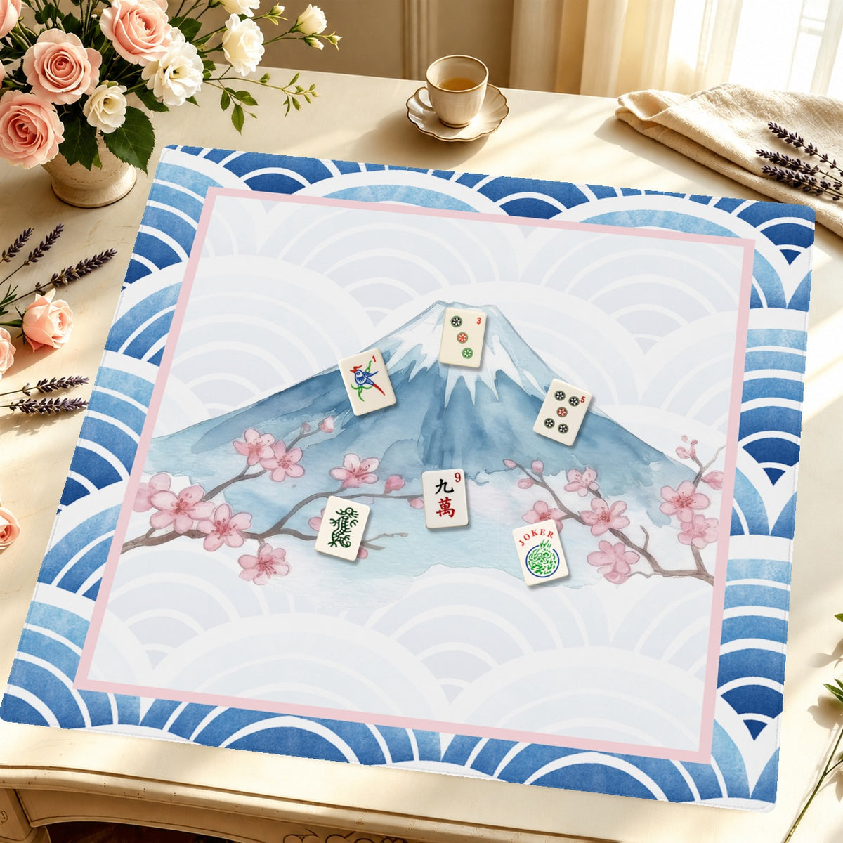 Mahjong by SI™ Snow Fuji Mahjong Mat — Styled Tile Table [styled-tile-table-square]