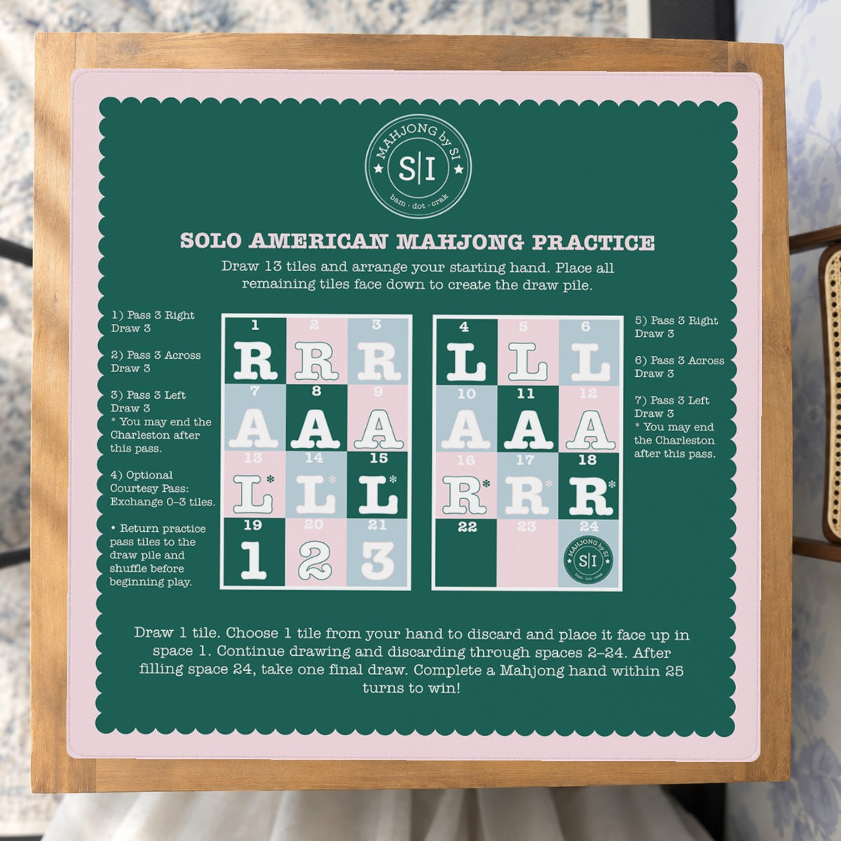 Mahjong by SI™ Solo Practice Makes Perfect Mahjong Mat — Studio Overhead [studio-overhead-square]