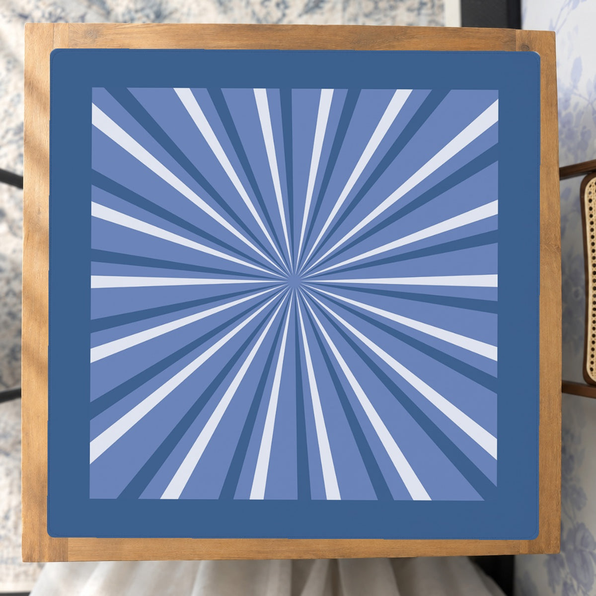 Mahjong by SI™ Star Treatment Blue Mahjong Mat — Studio Overhead [studio-overhead-square]