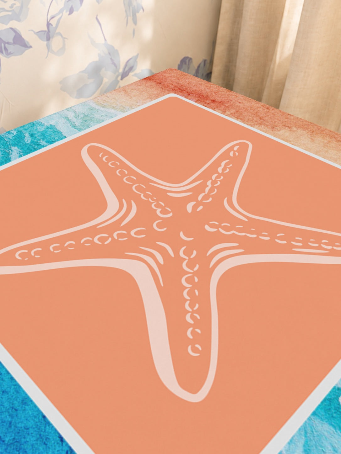 Mahjong by SI™ Starfish Upon A Time Mahjong Mat — Sunlit Close-up [sunlit-closeup-square]