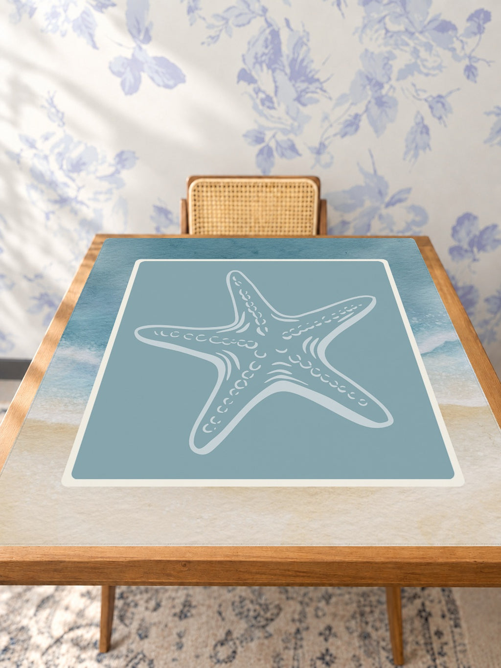 Mahjong by SI™ Starfish Wishes Mahjong Mat — Studio Table Angle [studio-angle-square]