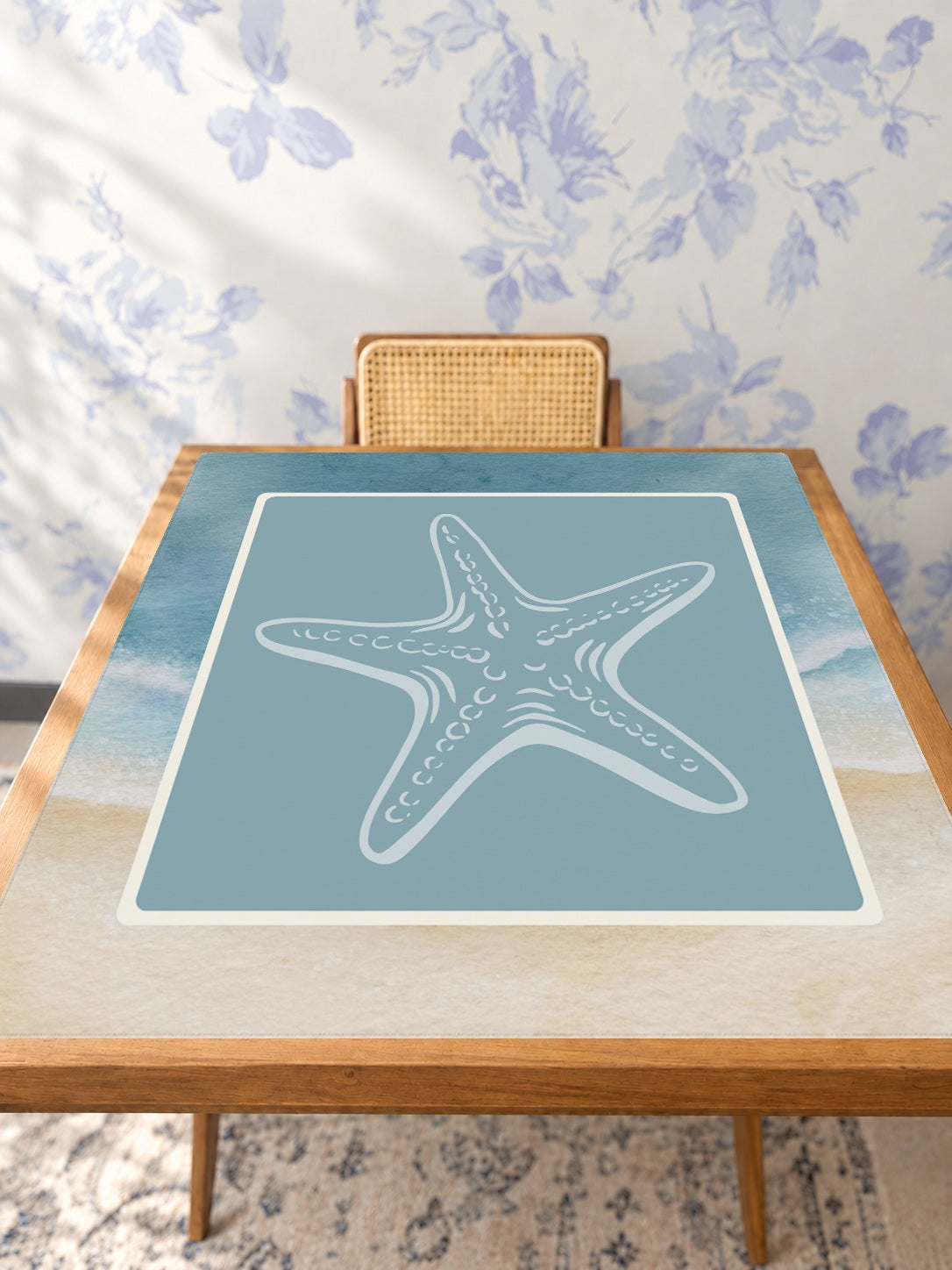 Mahjong by SI™ Starfish Wishes Mahjong Mat — Studio Table Angle [studio-angle-square]