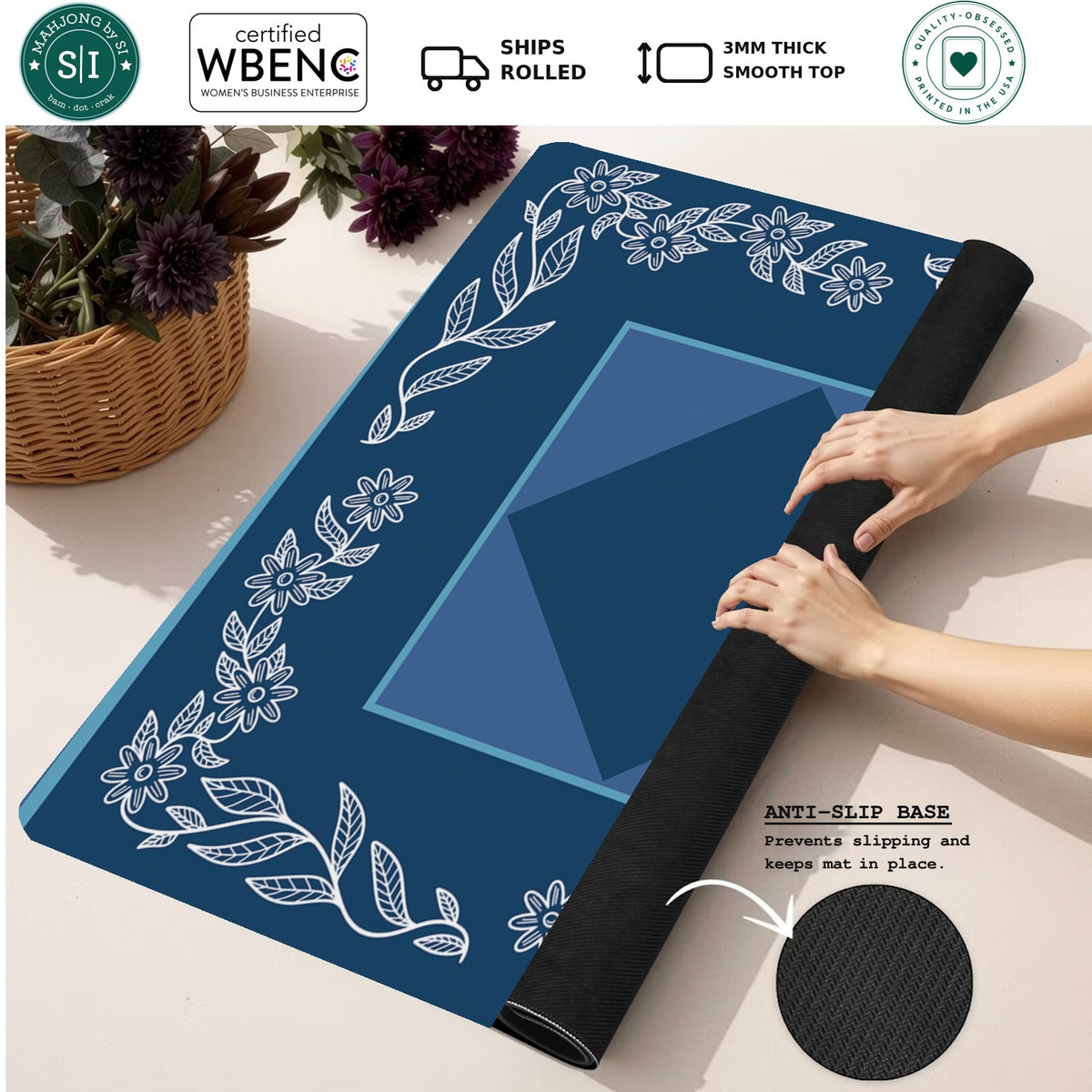 Mahjong by SI™ Stem Situation | Blue Mahjong Mat — Rolled Mat Feature Image [rolled-feature-square]