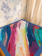 Mahjong by SI™ Stroke of Genius Blue Border Mahjong Mat — Sunlit Detail [studio-detail-square]