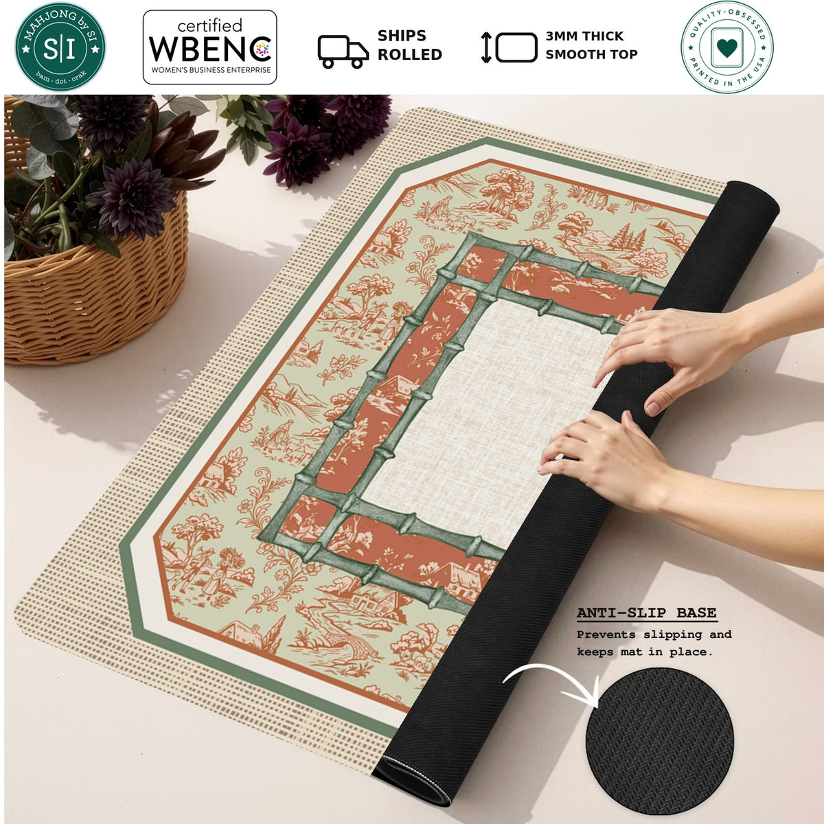 Mahjong by SI™ Sunday at the Manor Mahjong Mat — Rolled Mat Feature Image [rolled-feature-square]