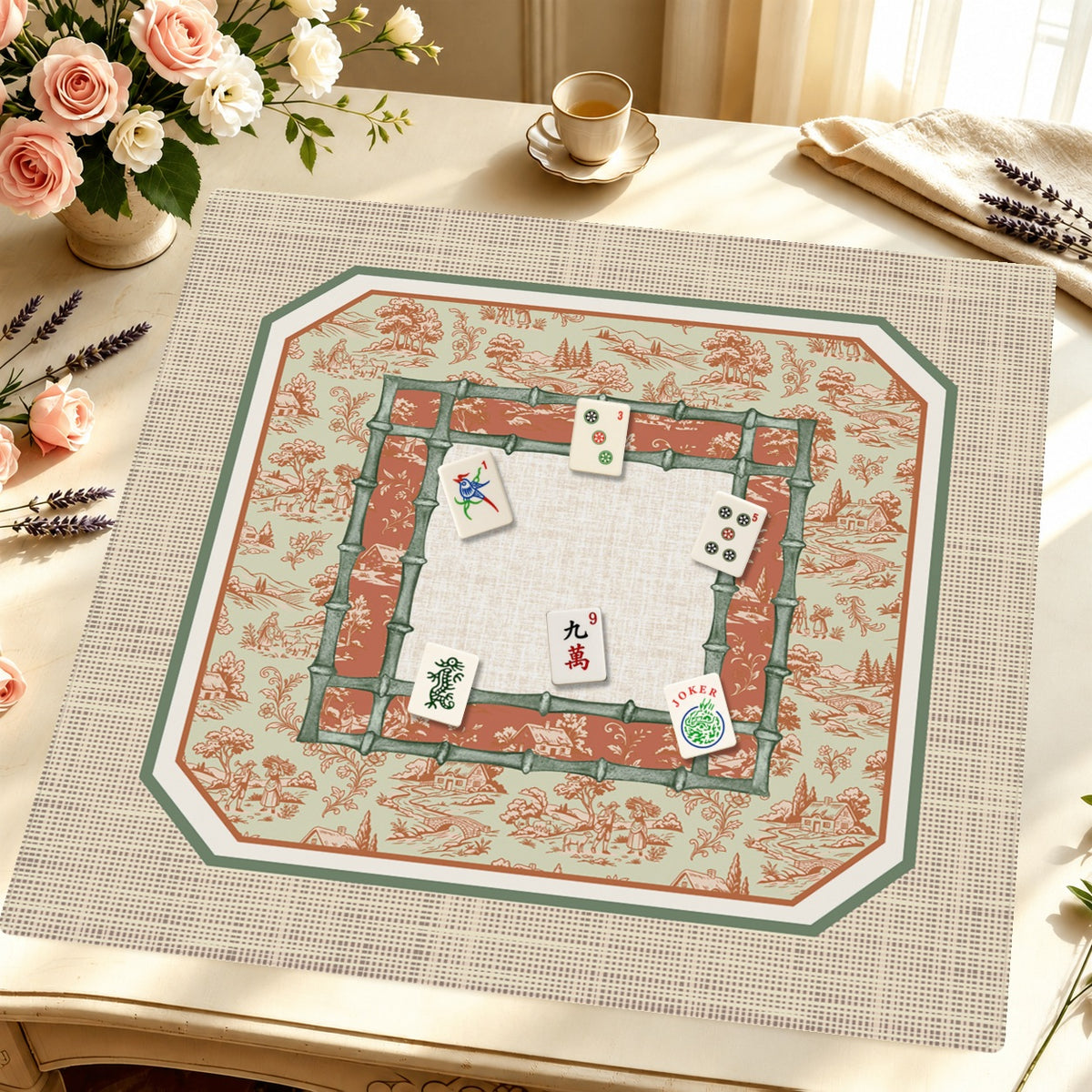 Mahjong by SI™ Sunday at the Manor Mahjong Mat — Styled Tile Table [styled-tile-table-square]