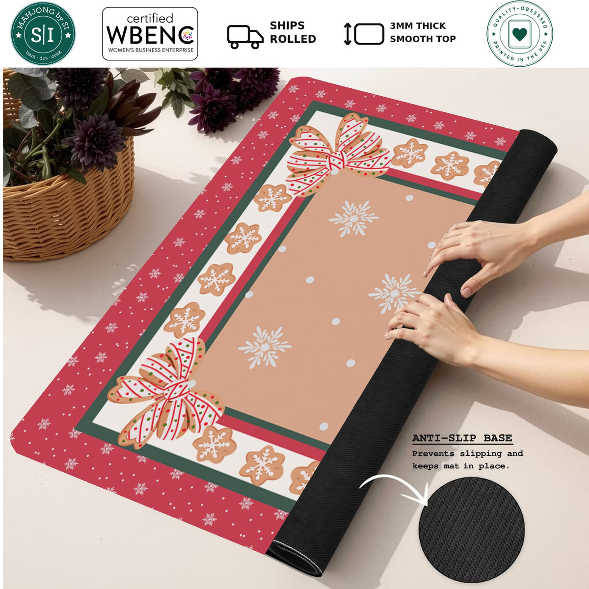Mahjong by SI™ Sweet on Christmas Mahjong Mat — Rolled Mat Feature Image [rolled-feature-square]