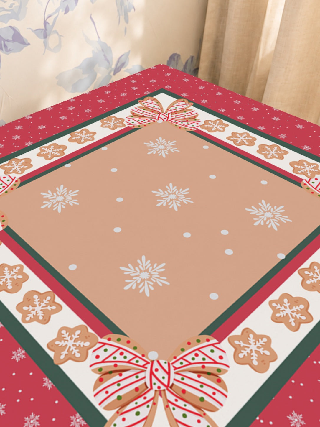 Mahjong by SI™ Sweet on Christmas Mahjong Mat — Sunlit Close-up [sunlit-closeup-square]