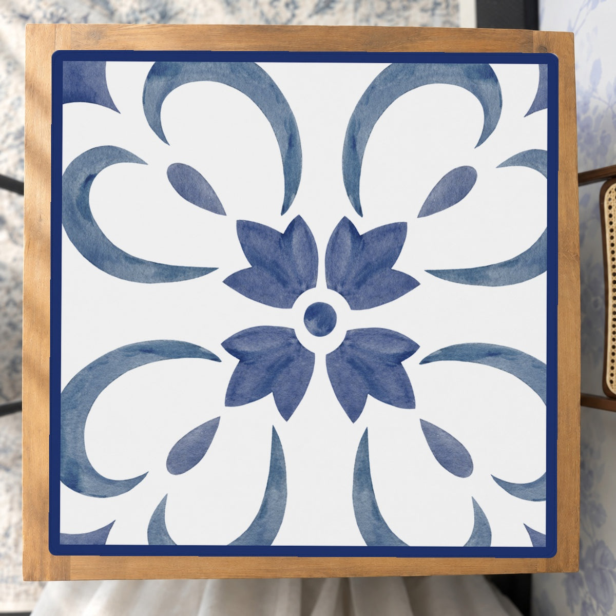Mahjong by SI™ Swirl Next Door Blue Mahjong Mat — Studio Overhead [studio-overhead-square]
