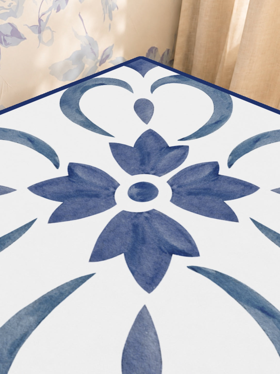 Mahjong by SI™ Swirl Next Door Blue Mahjong Mat — Sunlit Close-up [sunlit-closeup-square]