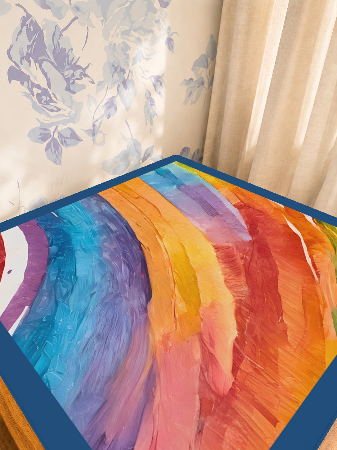 Mahjong by SI™ Swirl Power | Blue Border Mahjong Mat — Sunlit Detail [studio-detail-square]