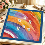 Mahjong by SI™ Swirl Power | Blue Border Mahjong Mat — Styled Tile Table [styled-tile-table-square]