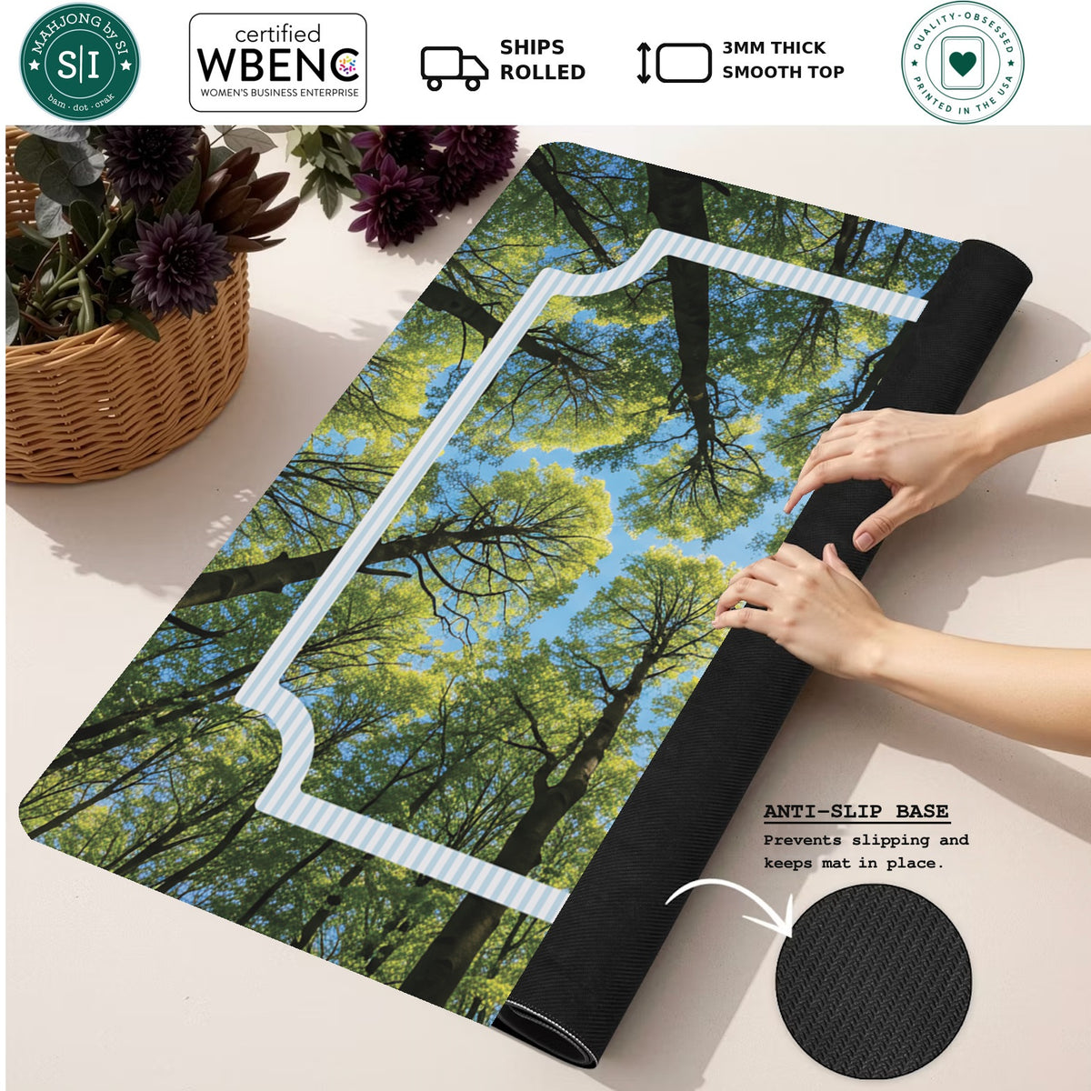 Mahjong by SI™ Tall Timber Mahjong Mat — Rolled Mat Feature Image [rolled-feature-square]
