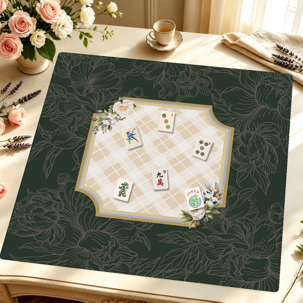 Mahjong by SI™ The Drawing Room Mahjong Mat — Styled Tile Table [styled-tile-table-square]
