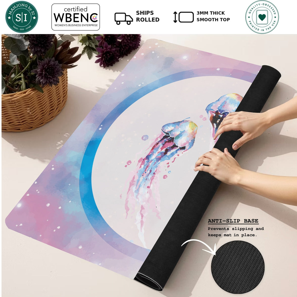 Mahjong by SI™ Tidal Dreamscape Mahjong Mat — Rolled Mat Feature Image [rolled-feature-square]