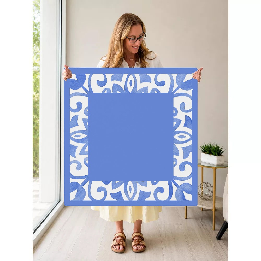Mahjong by SI™ Tile Me More Blue Border Mahjong Mat — Held Mat Portrait [held-mat-portrait-square]