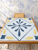 Mahjong by SI™ Tile Me More | Blue Mahjong Mat — Studio Table Angle [studio-angle-square]
