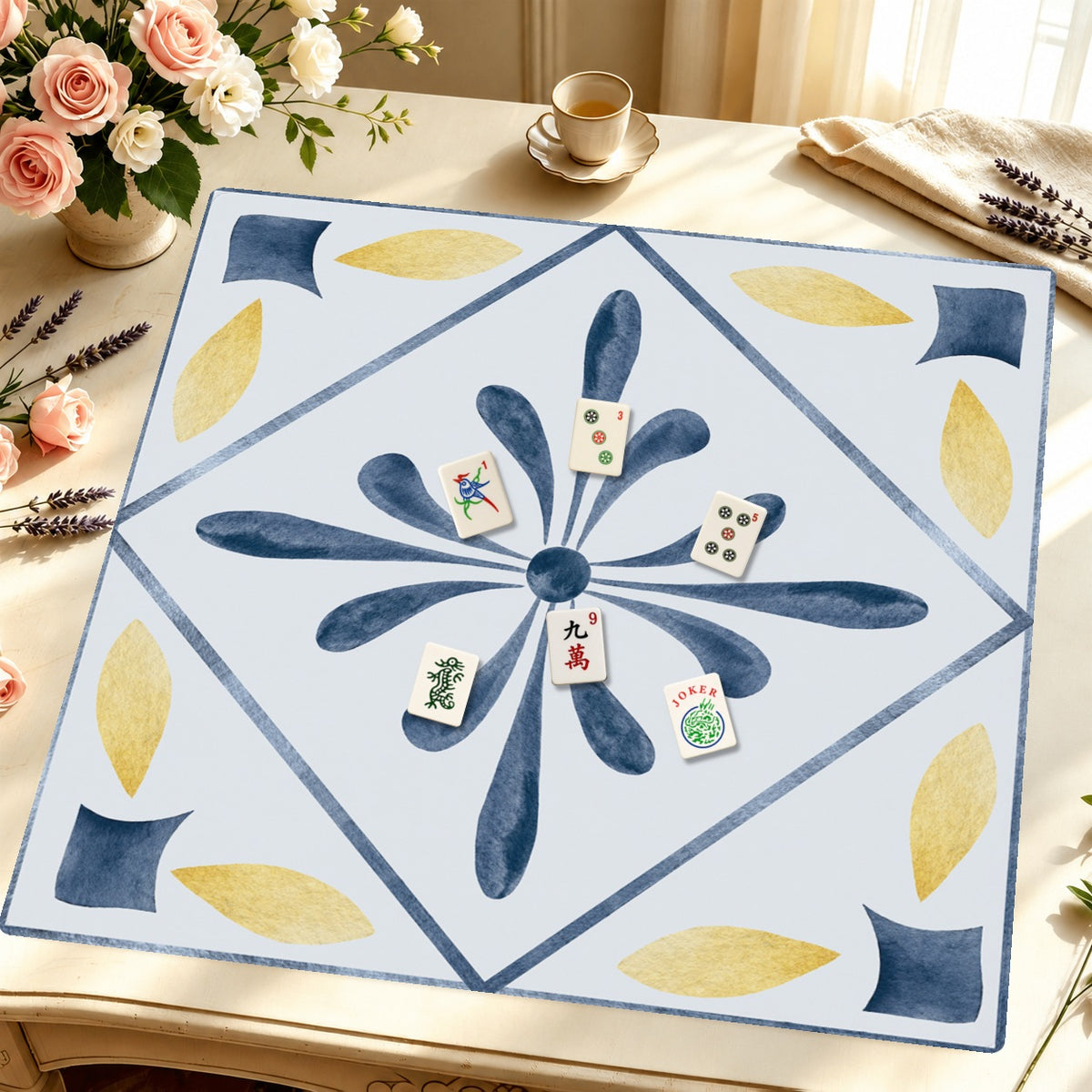 Mahjong by SI™ Tile Me More | Blue Mahjong Mat — Styled Tile Table [styled-tile-table-square]