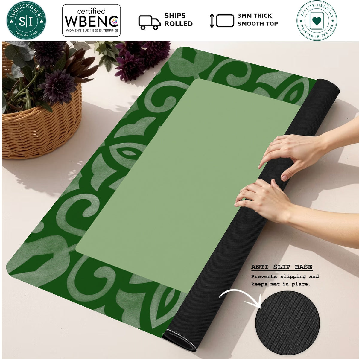 Mahjong by SI™ Tile Me More Square Mahjong Mat — Rolled Mat Feature Image [rolled-feature-square]