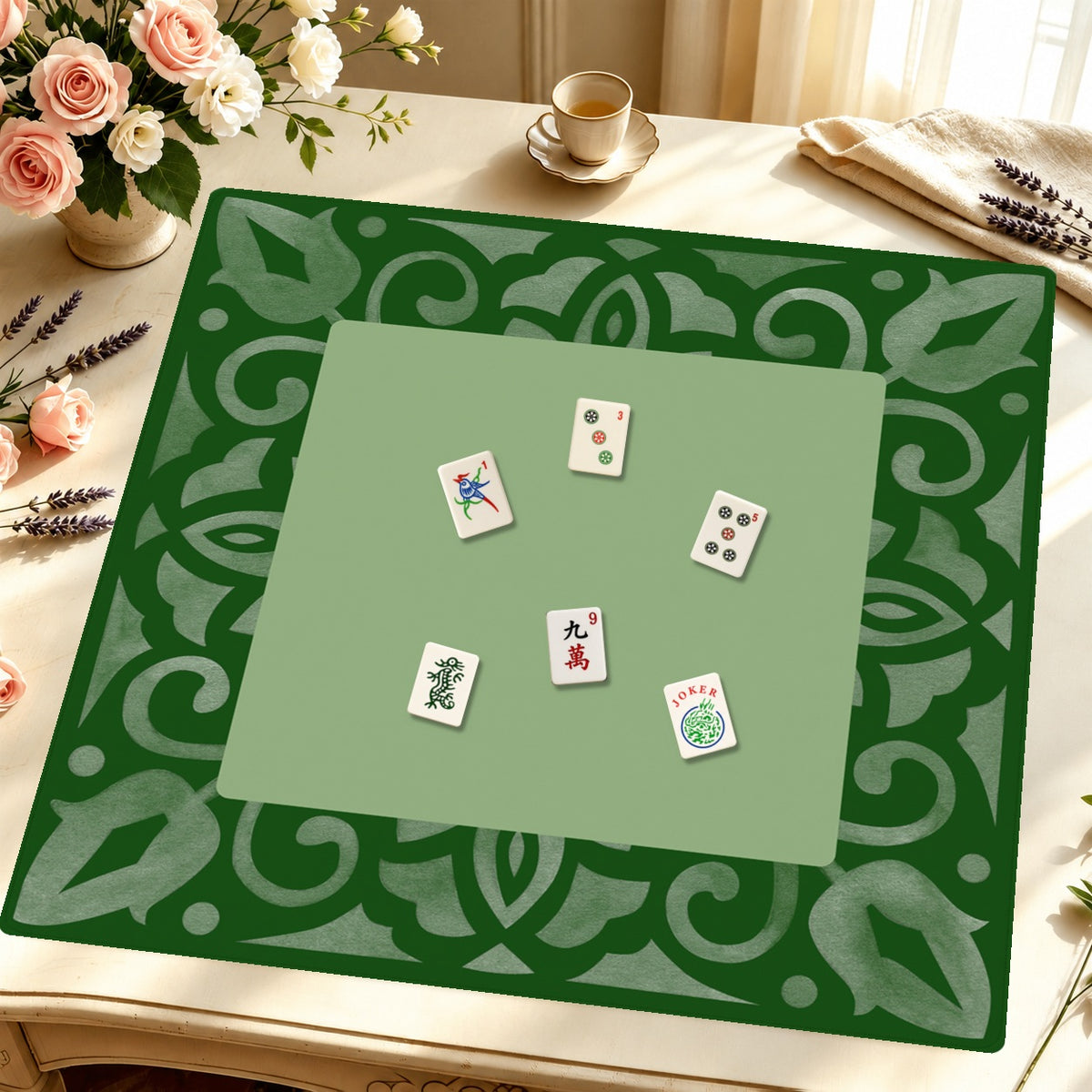 Mahjong by SI™ Tile Me More Square Mahjong Mat — Styled Tile Table [styled-tile-table-square]