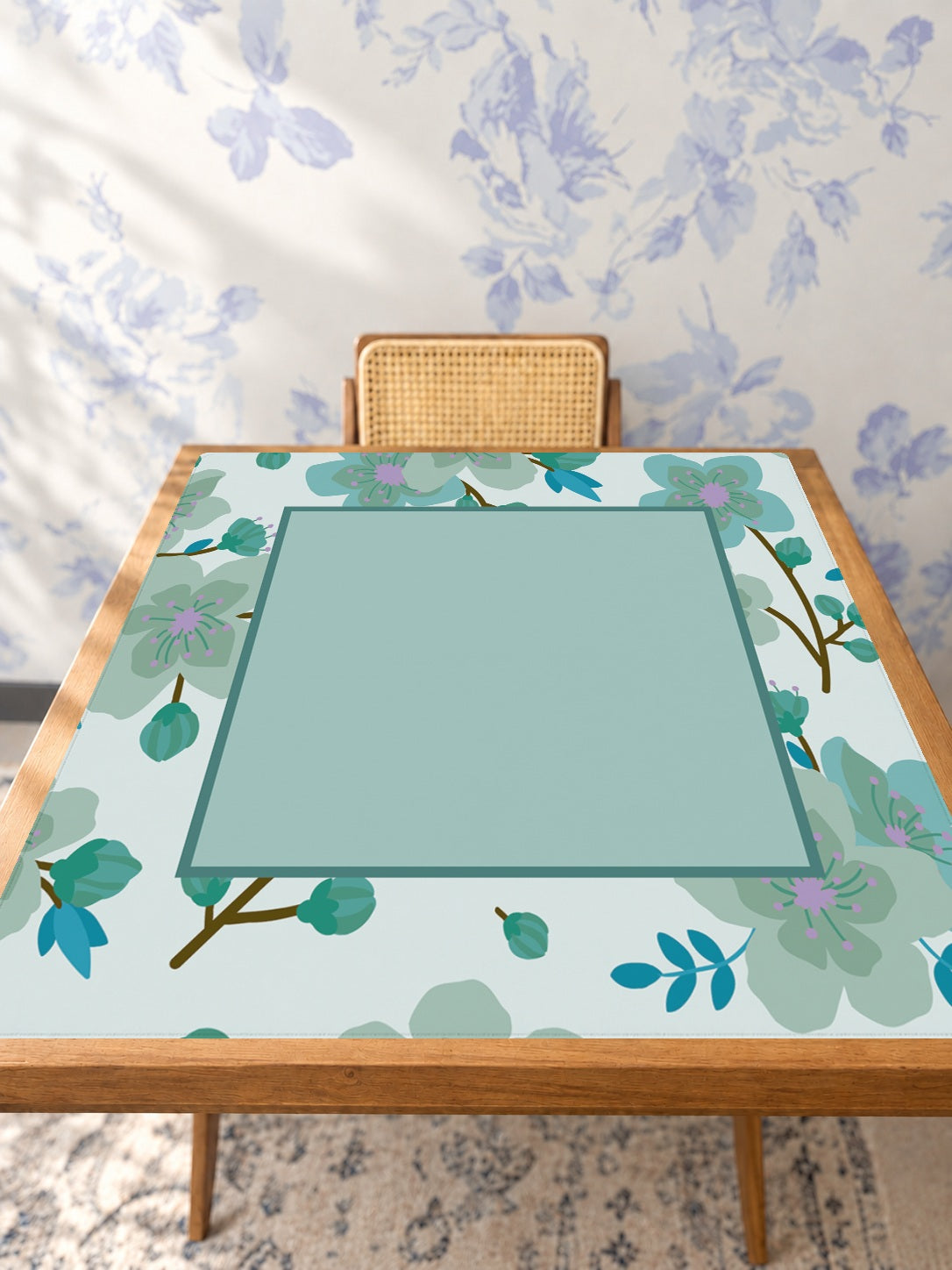 Mahjong by SI™ Vine Time | Green Mahjong Mat — Studio Table Angle [studio-angle-square]