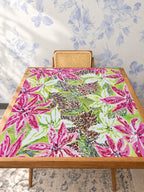 Vintage Poinsettia Mahjong Mat — Studio Table Angle [studio-angle-square]