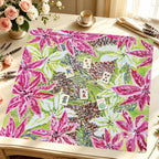 Vintage Poinsettia Mahjong Mat — Styled Tile Table [styled-tile-table-square]