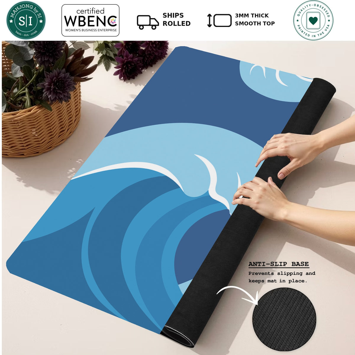 Mahjong by SI™ Wave Hello Mahjong Mat — Rolled Mat Feature Image [rolled-feature-square]