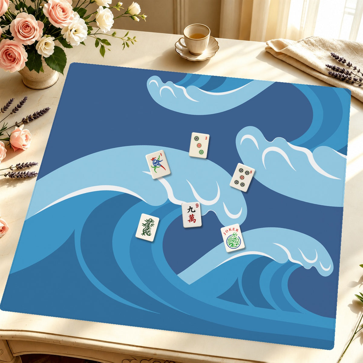 Mahjong by SI™ Wave Hello Mahjong Mat — Styled Tile Table [styled-tile-table-square]