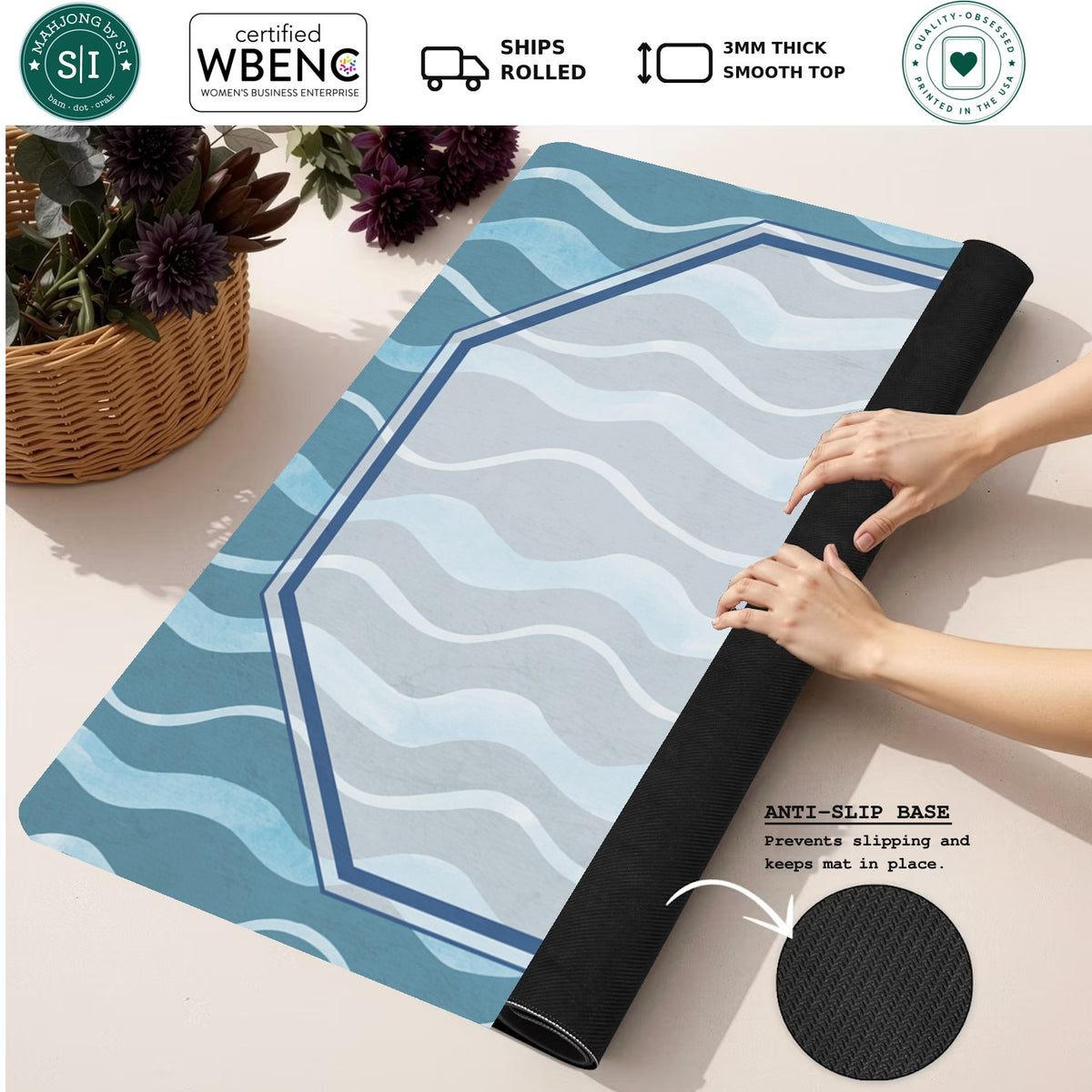 Mahjong by SI™ Wave Rhythm Mahjong Mat — Rolled Mat Feature Image [rolled-feature-square]
