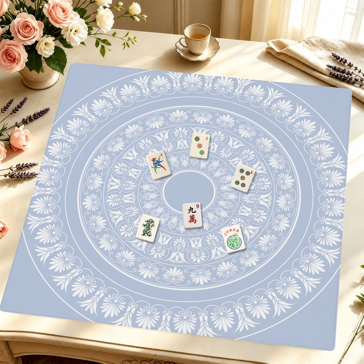 Mahjong by SI™ Wedgwood Whimsy Mahjong Mat — Styled Tile Table [styled-tile-table-square]