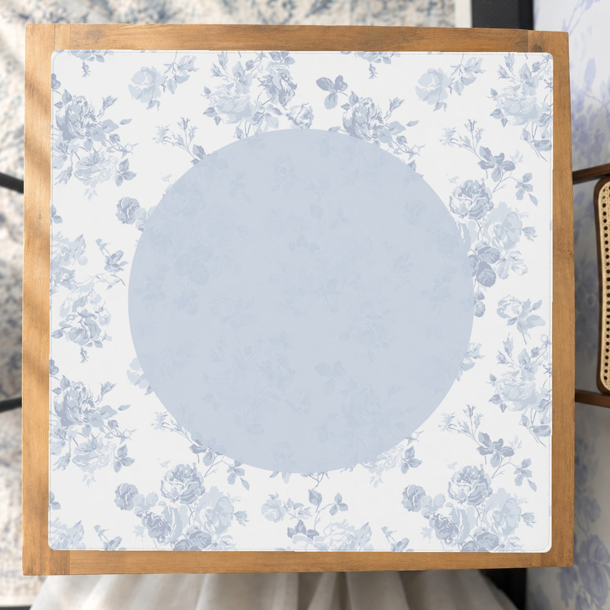 Mahjong by SI™ Whisper in the Garden | Blue Mahjong Mat — Studio Overhead [studio-overhead-square]