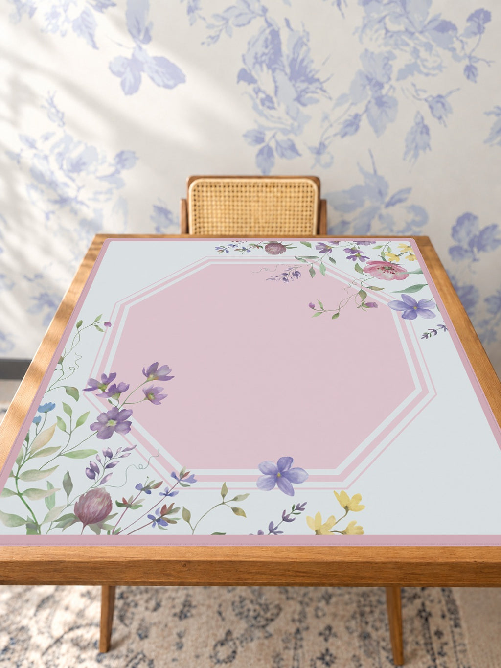 Mahjong by SI™ Wildflower Toile Mahjong Mat — Studio Table Angle [studio-angle-square]