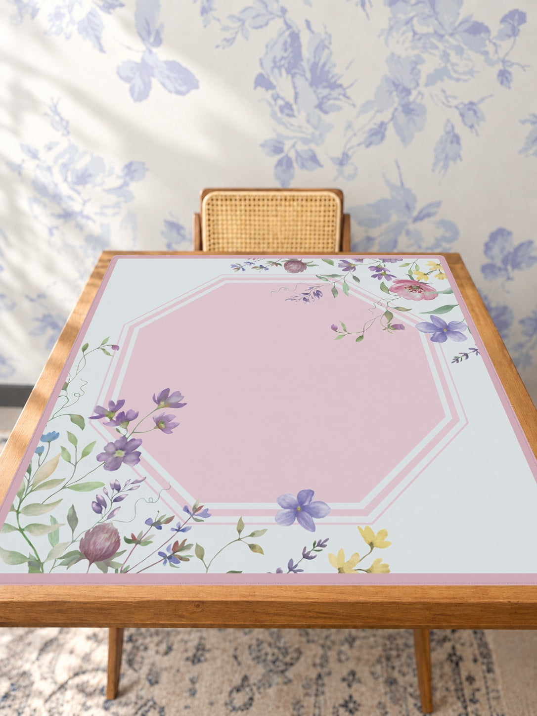 Mahjong by SI™ Wildflower Toile Mahjong Mat — Studio Table Angle [studio-angle-square]