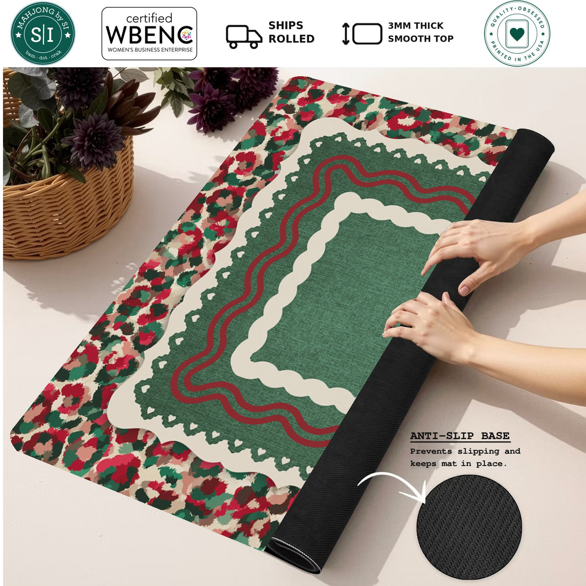 Wildly Merry Mahjong Mat — Rolled Mat Feature Image [rolled-feature-square]