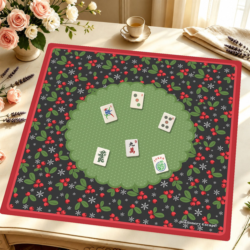 Winterberry Wonderland Mahjong Mat — Styled Tile Table [styled-tile-table-square]